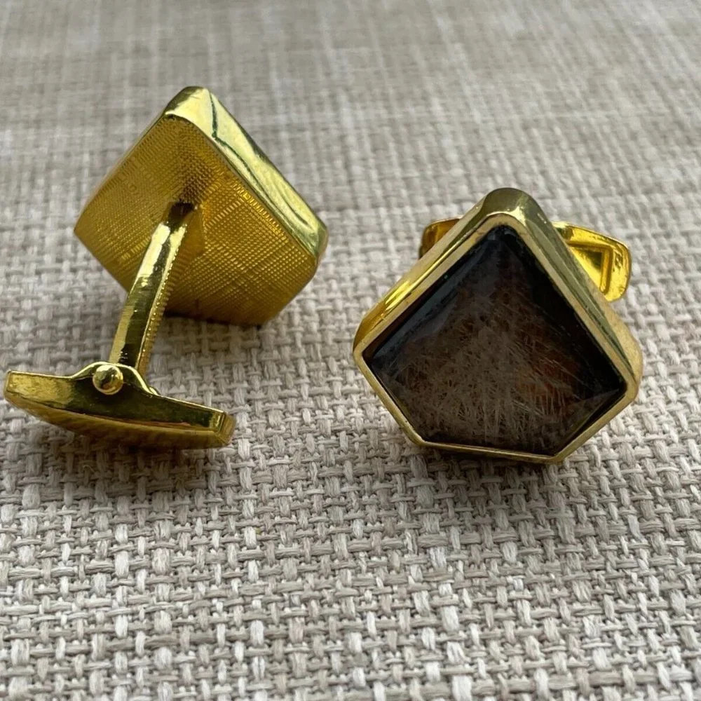 Men Cuff Links Gold Tone Faux Stone Fashion Men Jewelry Dress Shirt Cuff Link